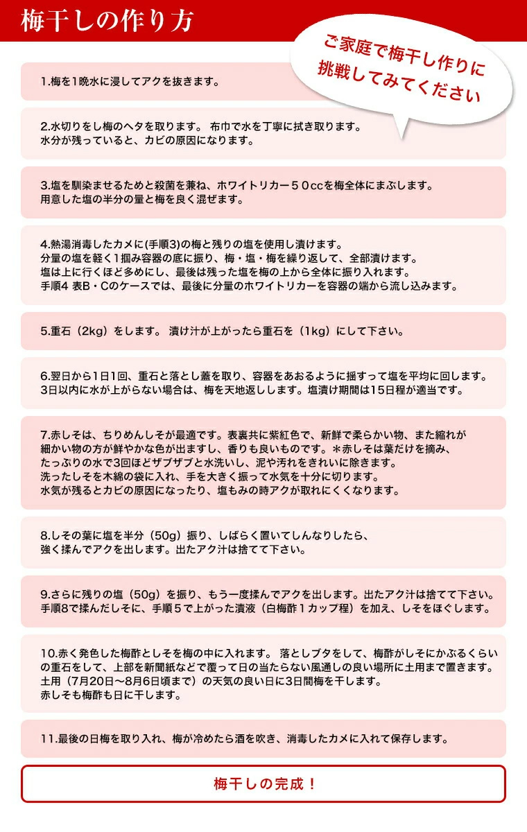 梅干しの作り方　2kg 5kg 使用